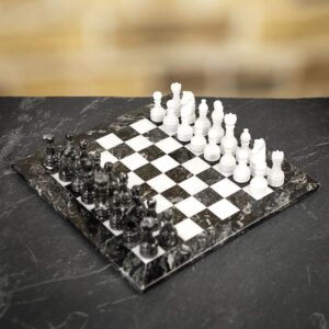 Italfama Black & White Onyx Chess Set - Medium  - can be Engraved or Personalised