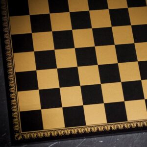 Italfama Black and Gold Leatherette Chess Board - X Large  - can be Engraved or Personalised