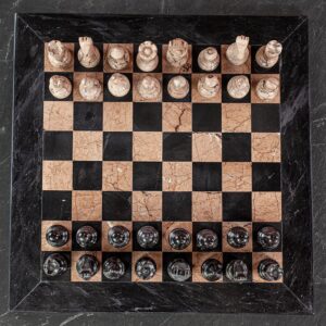 Italfama Black and Pink Marble Chess Set - Medium  - can be Engraved or Personalised
