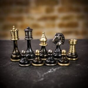 Italfama Brass and Fantasy Lacquer Chess Pieces - Large  - can be Engraved or Personalised
