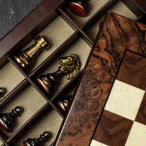 Italfama Brass and Fantasy Lacquer Chess Set - Large  - can be Engraved or Personalised