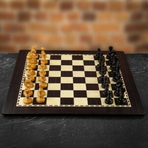 Italfama Carved Wooden Chess Pieces With Ebony Effect Wooden Chess Board - X Large  - can be Engraved or Personalised