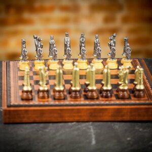 Italfama Chess and Backgammon Set in Leatherette Case - Small  - can be Engraved or Personalised  - add a Personalised Brass Plaque