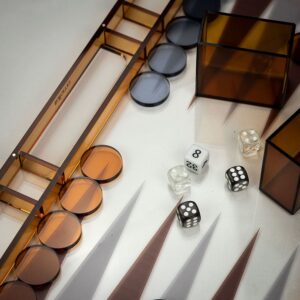 Italfama Folding Plexiglass Backgammon Set - Medium  - Engrave with a personalised message  - add a Personalised Brass Plaque
