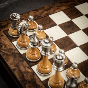 Italfama Large Persian Style Chess Pieces + Walnut and Maple Wood Chess Board with Storage - Medium (Bundle)  - can be Engraved or Personalised