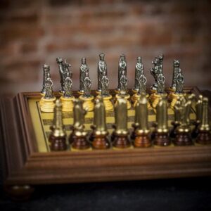 Italfama Medieval Chess Set with Wooden Board - Small  - can be Engraved or Personalised
