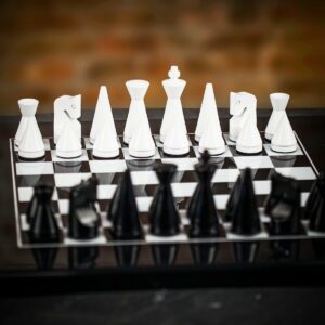 Italfama Modern Black and White Chess Set - Medium  - can be Engraved or Personalised