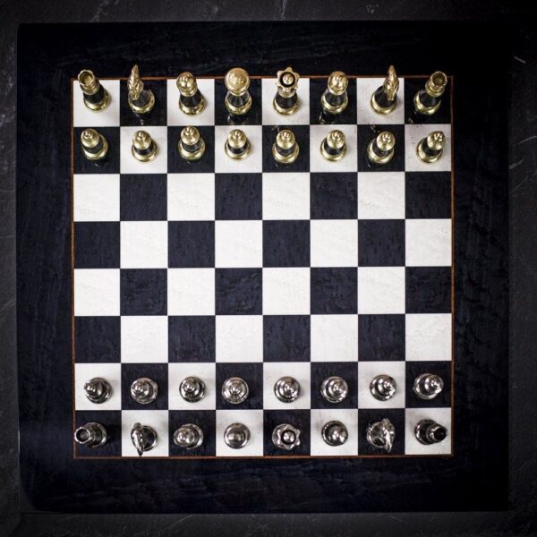 Italfama Ornate Wood and Metal Chess Pieces with Lacquered Wood Chess Board - X Large  - can be Engraved or Personalised
