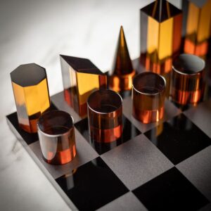 Italfama Plexiglass Chess Set - Black/Dark Orange - Small  - Engrave with a personalised message  - can be Engraved or Personalised