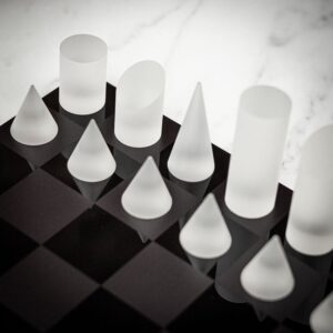 Italfama Plexiglass Chess Set - Grey/ Satin White - Small  - Engrave with a personalised message  - can be Engraved or Personalised