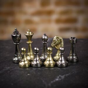 Italfama Silver and Gold Cast Zinc Staunton Chess Pieces - Medium  - can be Engraved or Personalised