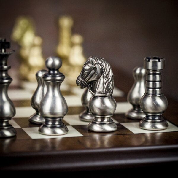 Italfama Solid Brass French Chess Pieces - Medium  - can be Engraved or Personalised
