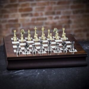 Italfama Solid Brass French Chess Set - Medium  - can be Engraved or Personalised