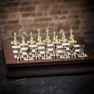 Italfama Solid Brass Staunton Chess Set - Medium  - can be Engraved or Personalised
