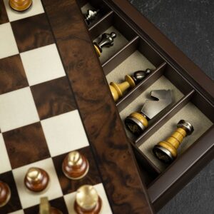 Italfama Solid Brass & Wood Contemporary Chess Set - Medium  - can be Engraved or Personalised