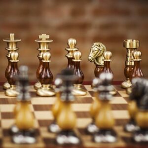 Italfama Solid Brass & Wood French Chess Set - Medium  - can be Engraved or Personalised