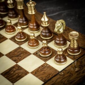 Italfama Wood and Brass Persian Style Chess Pieces - Large  - can be Engraved or Personalised