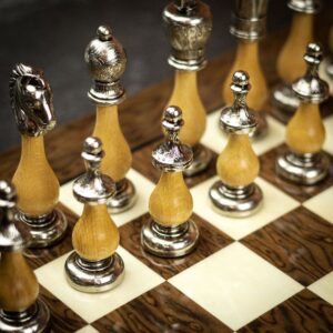 Italfama Wood and Metal Arabic Style Chess Pieces - Extra Large  - can be Engraved or Personalised