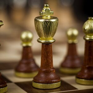 Italfama Wood and Metal Staunton Chess Pieces - Medium  - can be Engraved or Personalised