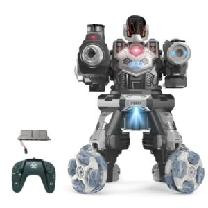 JC09 2.4G Remote Control Robot 4 Wheel Drive Water Bomb Spray Robot Toy with Lights Music(1 Remote Control)