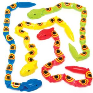 Jointed Wiggly Snakes (Pack of 10) Pocket Money Toys Assorted colours