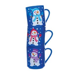Jolly Snowman Mugs (Pack of 4) Christmas Toys 4 assorted colours - Blue