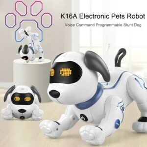 LE NENG TOYS K16A Electronic Pets Robot Dog Stunt Dog Voice Command Programmable Touch-sense Music Song Toy for Kids Birthday Christmas Gift