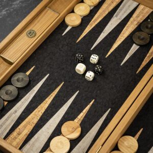 Manopoulos Black Cork Backgammon Set - Tournament  - add a Personalised Brass Plaque