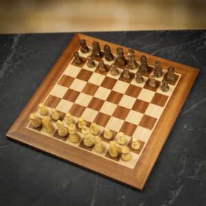 Manopoulos Boxed Staunton Chess Set with Dark Mahogany Board - Medium  - can be Engraved or Personalised