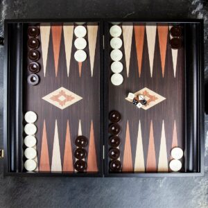 Manopoulos Dark Wenge Wood Backgammon Set - Tournament  - add a Personalised Brass Plaque
