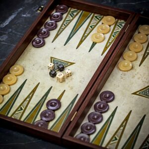 Manopoulos Greek Folk Art Backgammon Set - Tournament  - add a Personalised Brass Plaque