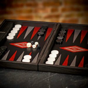 Manopoulos Inlaid Black Oak Backgammon Set - Tournament  - add a Personalised Brass Plaque