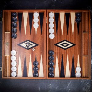 Manopoulos Inlaid Mahogany Backgammon Set 2 - Tournament  - add a Personalised Brass Plaque