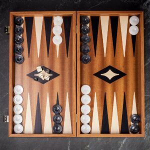 Manopoulos Inlaid Mahogany Backgammon Set - Tournament  - add a Personalised Brass Plaque