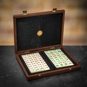 Manopoulos Limited Edition Mah Jongg Tiles in Wooden Case - California Burl