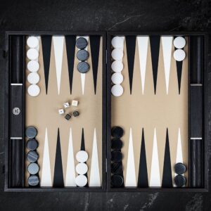 Manopoulos Mocha Brown Backgammon Set - Tournament  - add a Personalised Brass Plaque