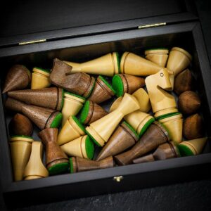 Manopoulos Modern Acacia Wood Chess Pieces in Gift Box - Medium  - can be Engraved or Personalised