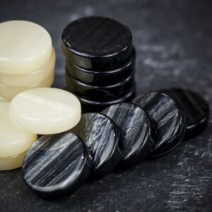 Manopoulos Mother of Pearl Acrylic Checkers - Black 24mm