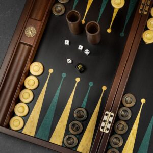 Melia Games Luxury Black & Turquoise Backgammon Set - Tournament   - add a Personalised Brass Plaque