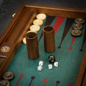 Melia Games Luxury Green & Red Backgammon Set - Tournament  - add a Personalised Brass Plaque