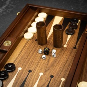 Melia Games Luxury Natural Walnut Backgammon Set - Tournament  - add a Personalised Brass Plaque