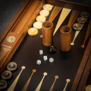 Melia Games Luxury Walnut & Black Backgammon Set - Tournament  - add a Personalised Brass Plaque