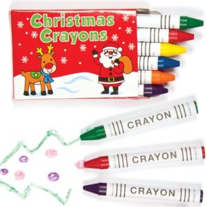 Mini Christmas Crayons (Per 8 packs) Christmas Craft Supplies 6 assorted colours per pack - Red