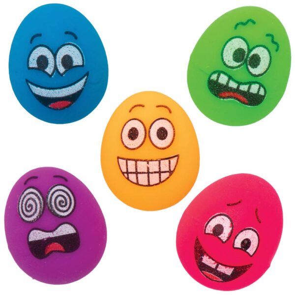 Mini Funky Face Egg Bouncy Balls (Pack of 10) Toys