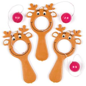 Mini Reindeer Bat & Ball Games (Pack of 5) Christmas Craft Supplies