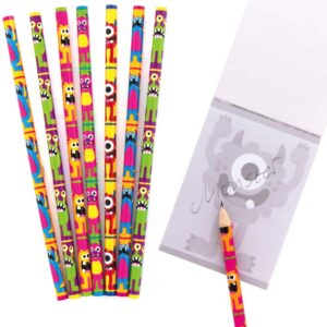 Monster Bunch Pencils (Pack of 12) Halloween Toys 6 assorted colours - Yellow