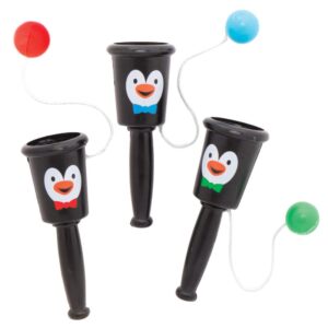 Penguin Catch-a-Ball Games (Pack of 6) Christmas Toys 3 ball colours - Green