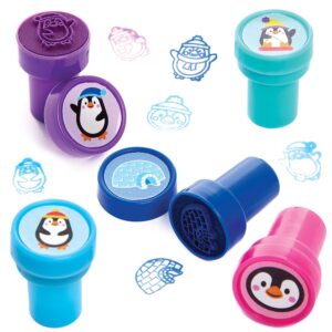 Penguin Self-Inking Stampers (Pack of 10) Small Toys 5 assorted ink colours - Light Blue