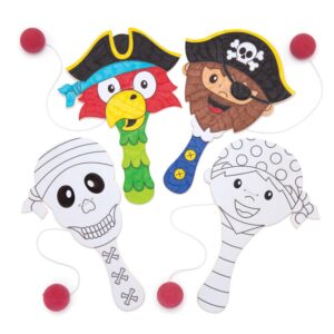 Pirate Colour-in Paddle Balls (Pack of 5) Toys