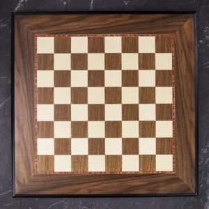 Rechapados Ferrer Walnut and Sycamore Black Framed Chess Board - Large  - can be Engraved or Personalised